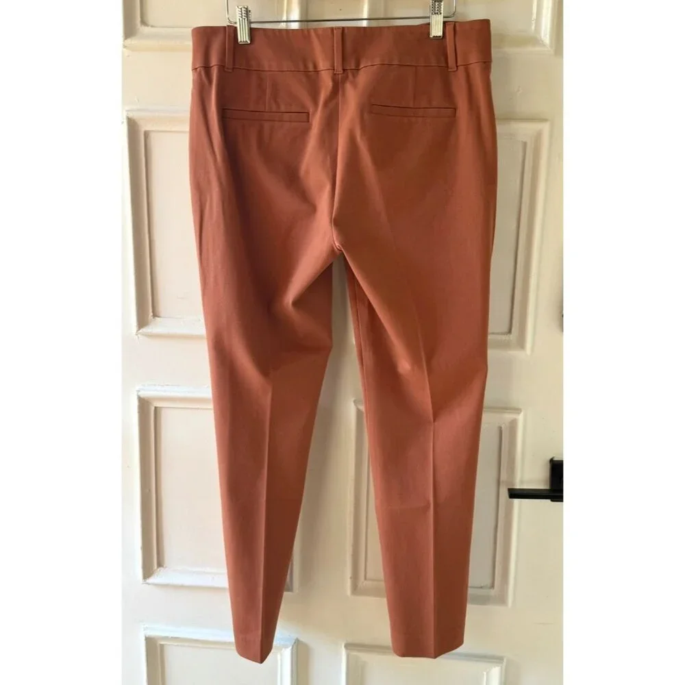 Loft Outlet Pants Size 10 Brick Red Skinny Ankle Stretch Cotton Blend Neutral - Picture 3 of 9